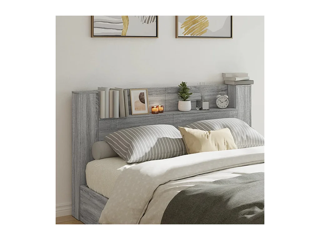 Testiera | Testata del letto con Contenitore a LED Grigio Sonoma 180x16,5x103,5 cm