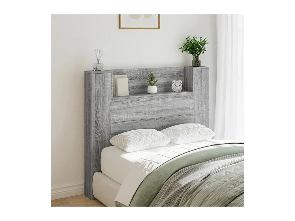 Testiera | Testata del letto con Contenitore a LED Grigio Sonoma 120x16,5x103,5 cm