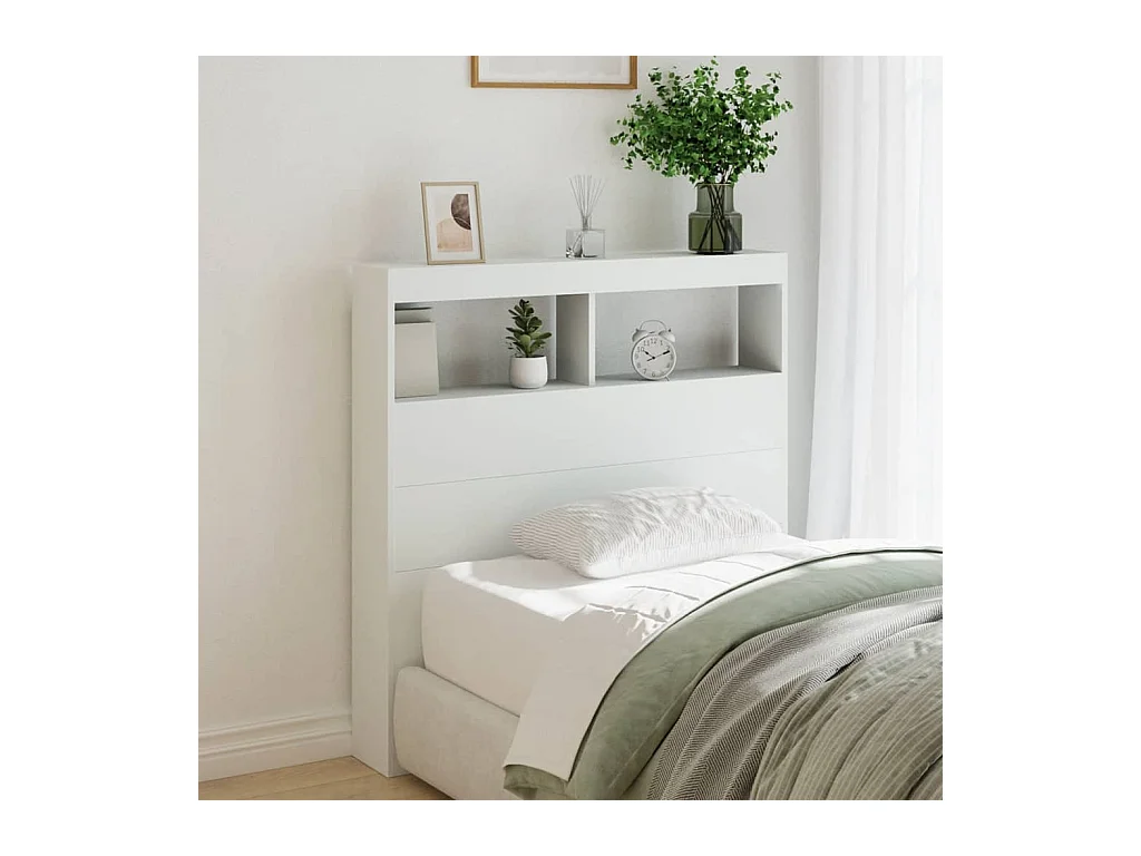 Armoire tête de lit avec LED blanc 100x17x102 cm FR83551