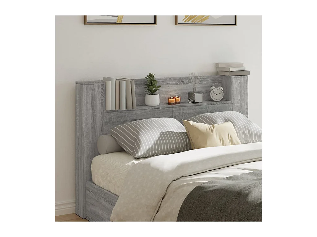 Testiera | Testata del letto con Contenitore a LED Grigio Sonoma 160x16,5x103,5 cm