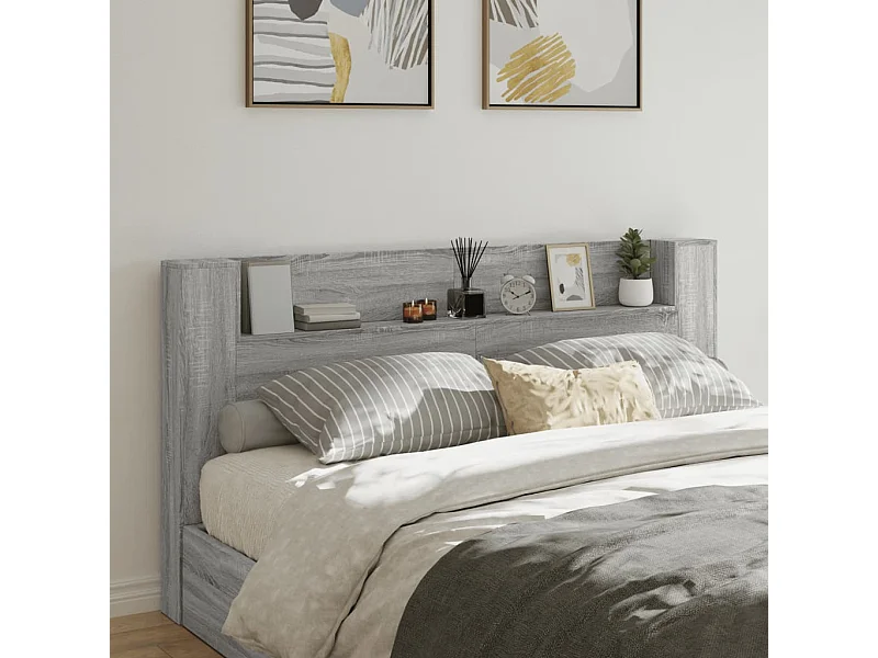 The Living Store Armoire De Tête De Lit Sonoma Gris 100x18,5x104,5 Cm