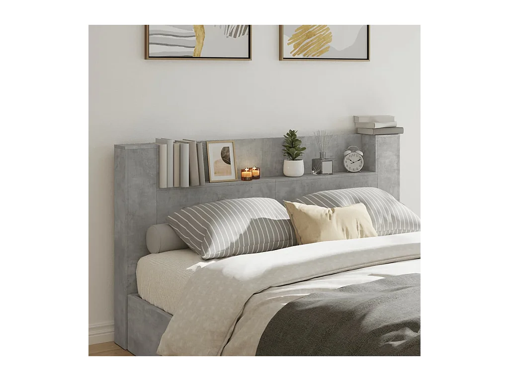 Testiera | Testata del letto con Contenitore a LED Grigio Cemento 180x16,5x103,5 cm