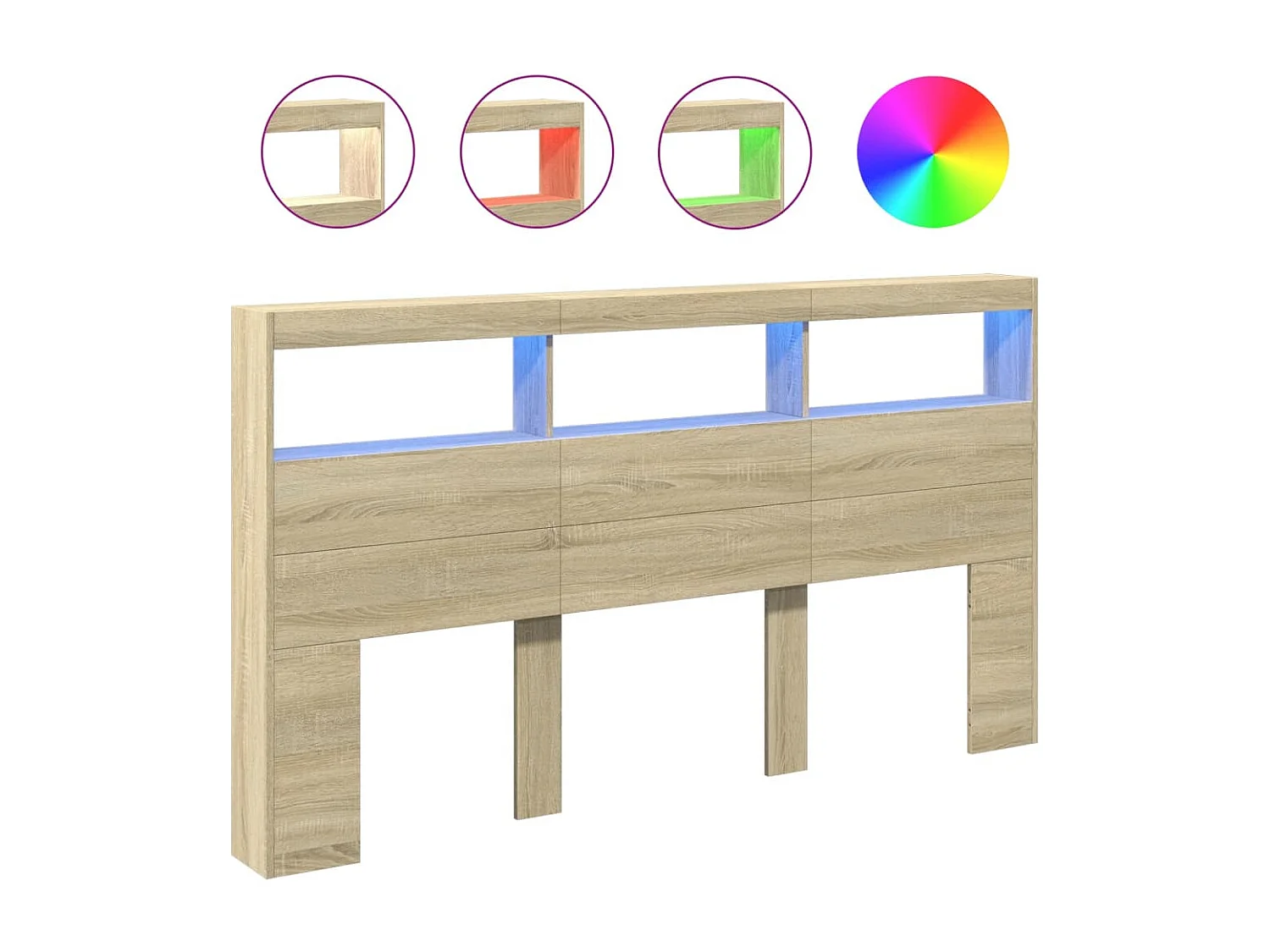 Armoire tête de lit avec LED chêne sonoma 180x17x102 cm FR13640