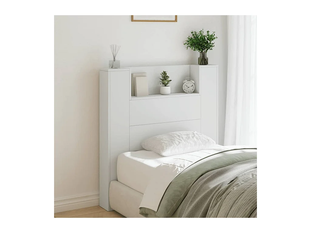 Testiera | Testata del letto con Contenitore a LED Bianca 100x16,5x103,5 cm