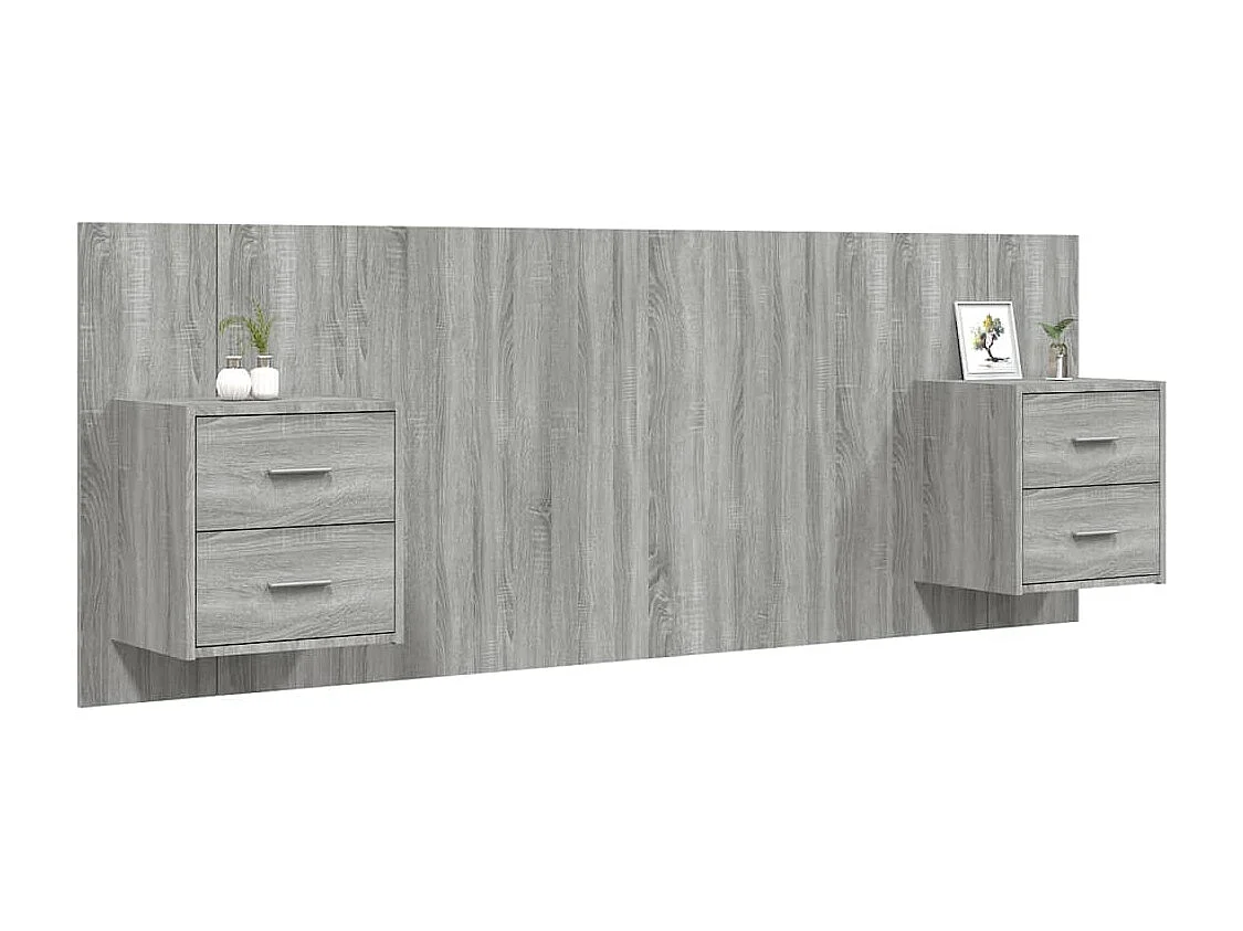 Tête de lit avec armoires sonoma gris Bois d'ingénierie FR63343