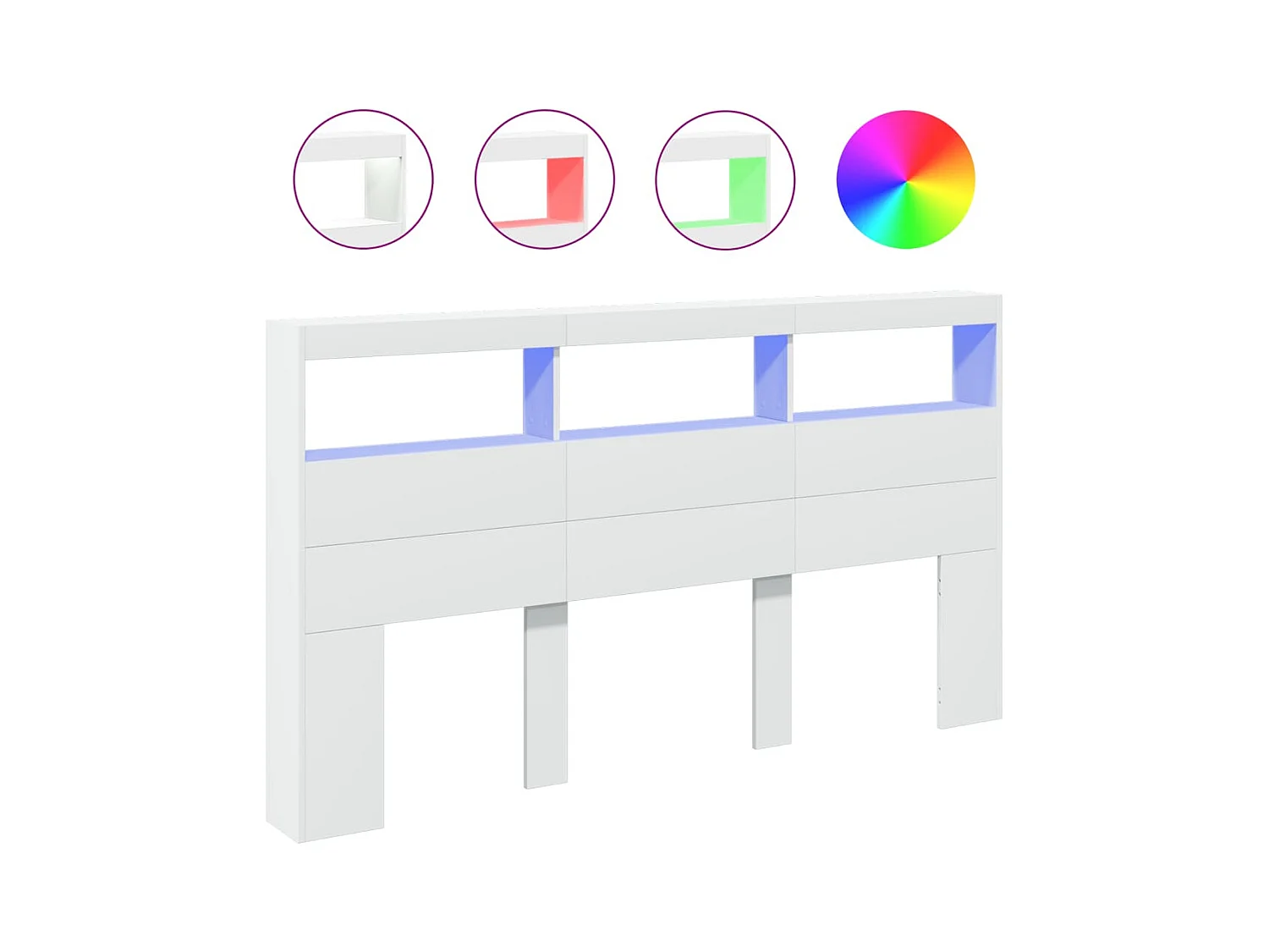 Hoofdbordkast met LED-verlichting 180x17x102 cm wit BE908726