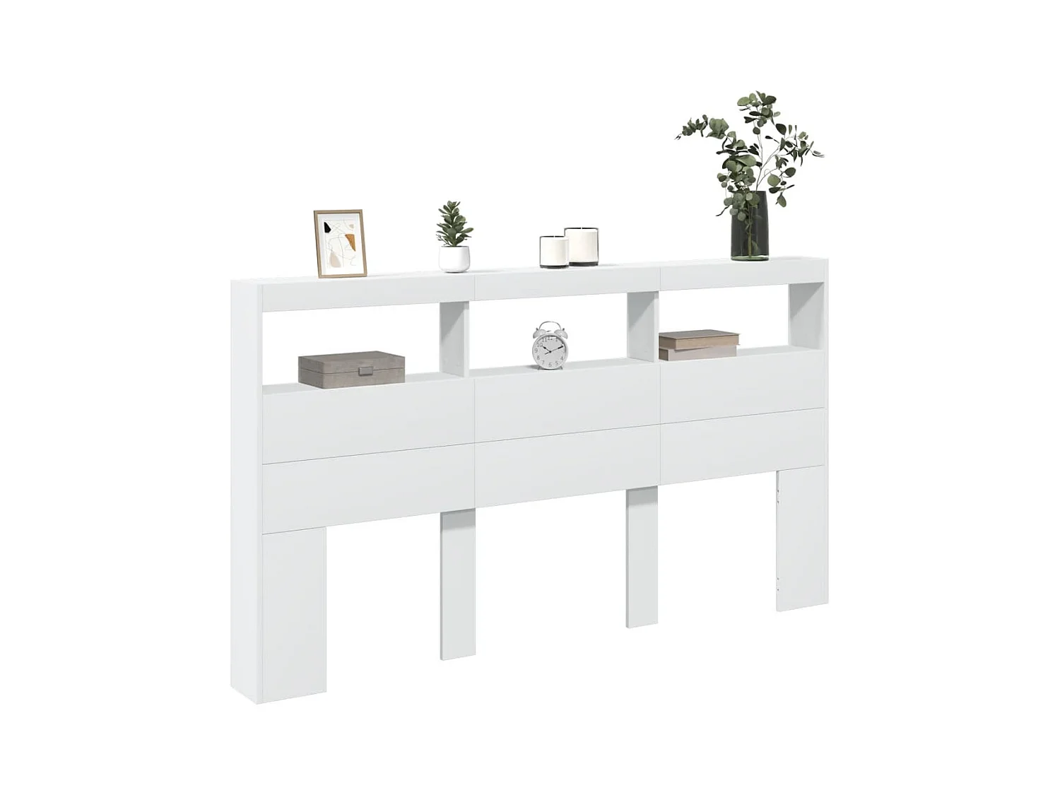 Hoofdbordkast met LED-verlichting 180x17x102 cm wit BE908726