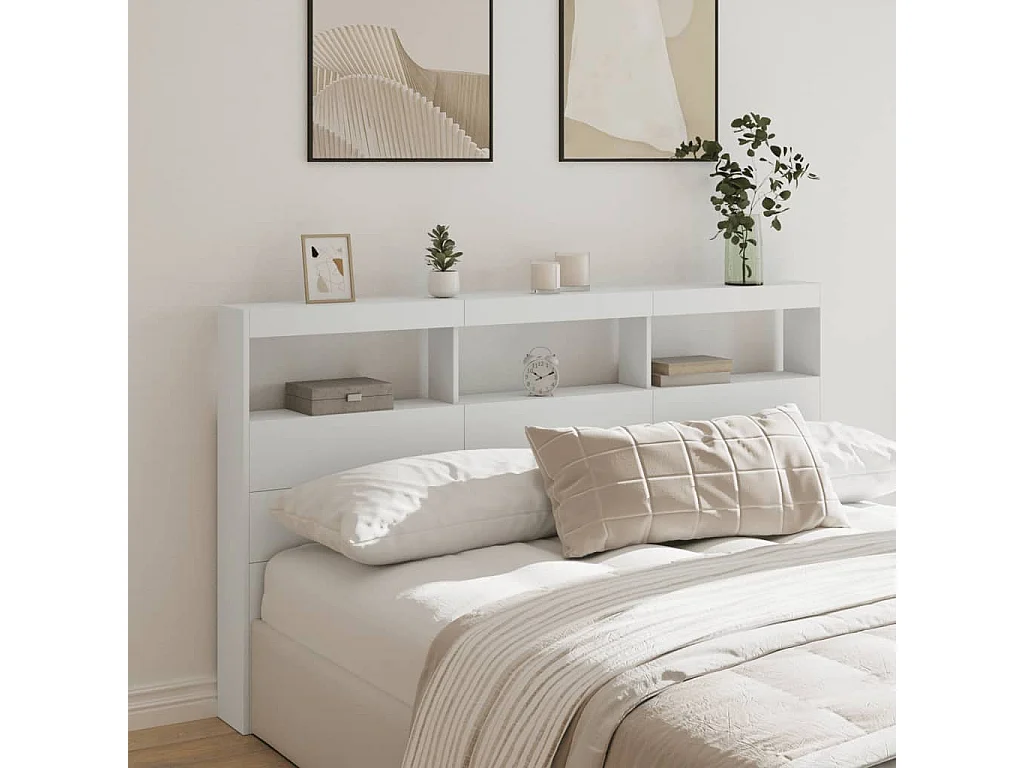 Armoire tête de lit avec LED blanc 180x17x102 cm FR54121