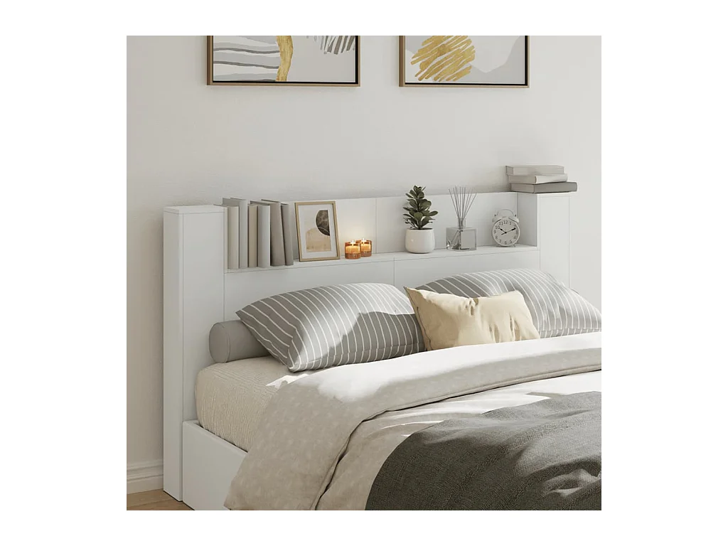 Testiera | Testata del letto con Contenitore a LED Bianca 180x16,5x103,5 cm