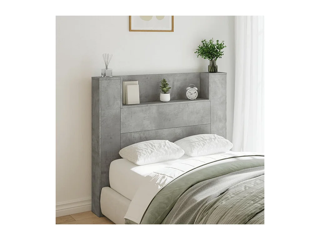 Testiera | Testata del letto con Contenitore a LED Grigio Cemento 120x16,5x103,5 cm