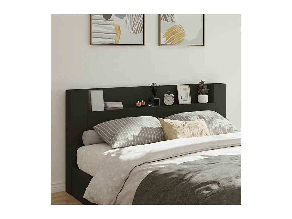 Testiera | Testata del letto con Contenitore a LED Nera 200x16,5x103,5 cm