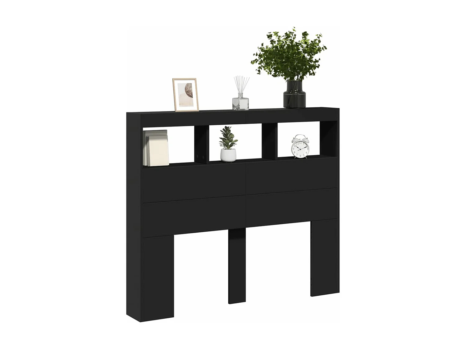 Armoire tête de lit avec LED noir 120x17x102 cm FR52374