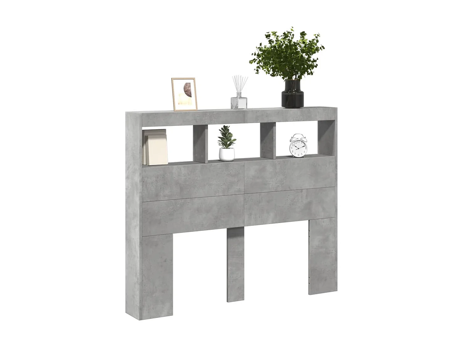 Armoire tête de lit avec LED gris béton 120x17x102 cm FR42789