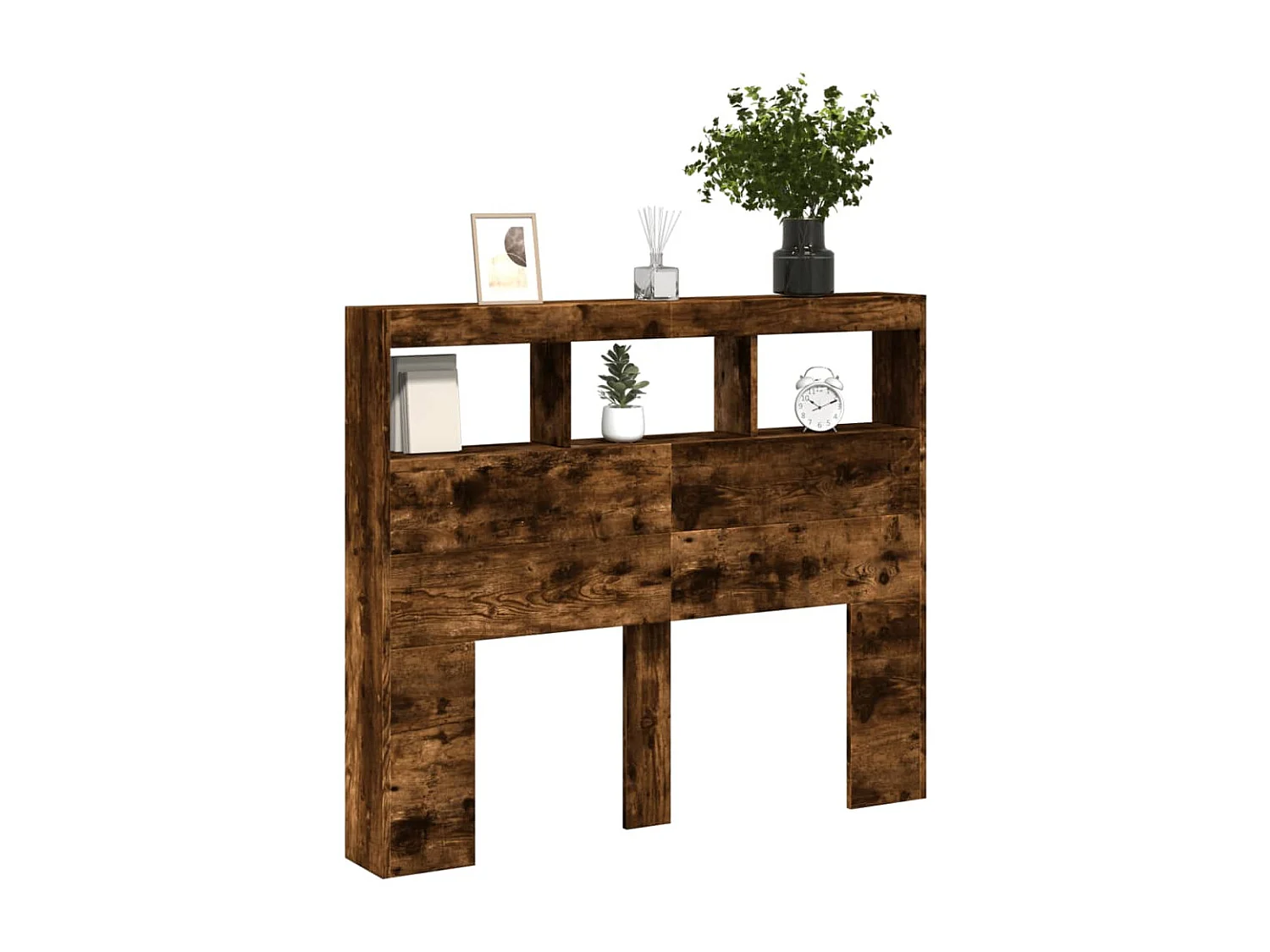 Armoire tête de lit avec LED chêne fumé 120x17x102 cm FR15952