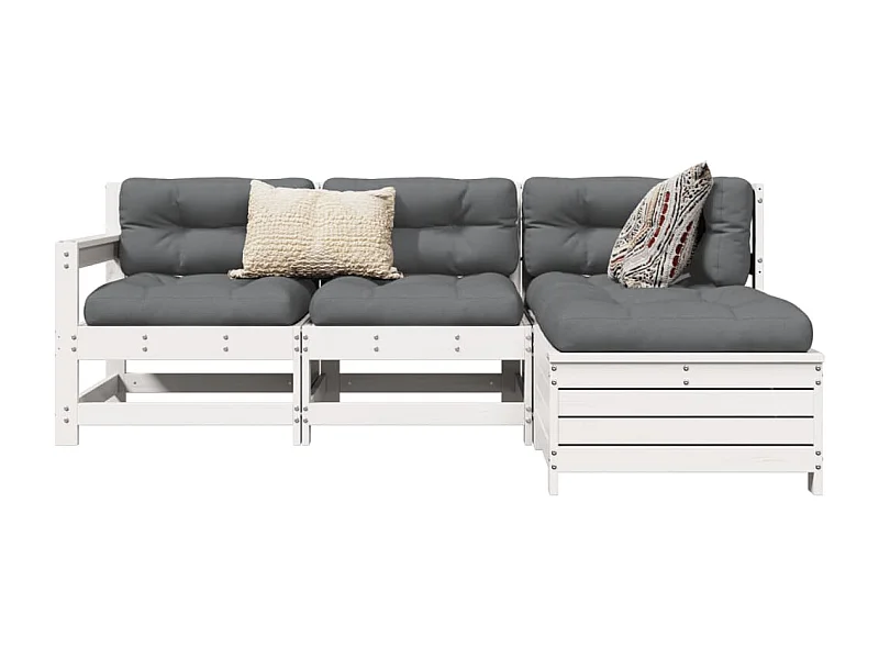 4 pcs conjunto sofás de jardim madeira de pinho maciça branco PT816585