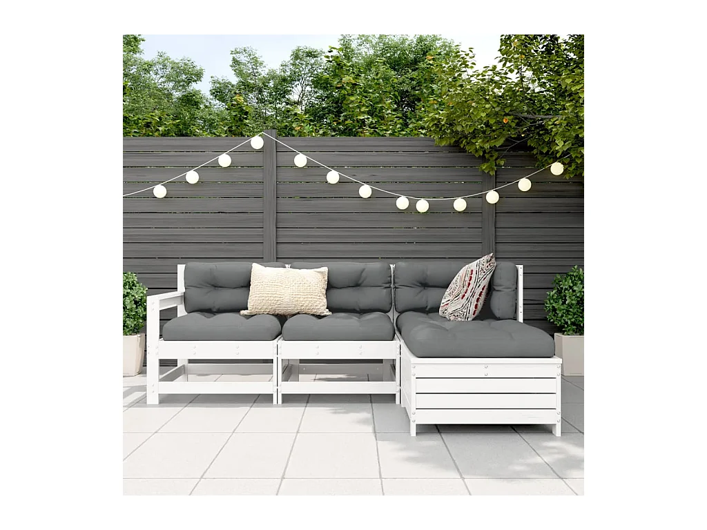 Salon de jardin 4 pcs blanc bois de pin massif FR53894