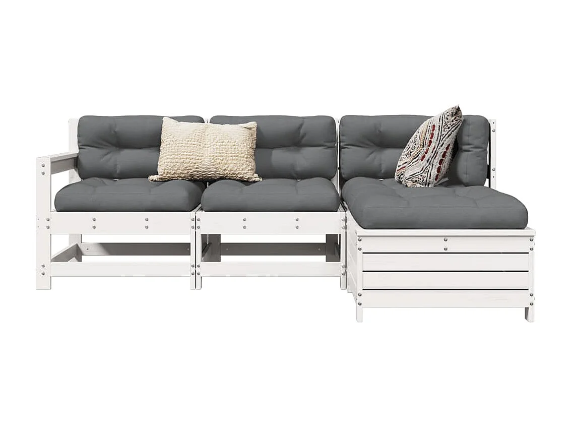 Salon de jardin 4 pcs blanc bois de pin massif FR53894