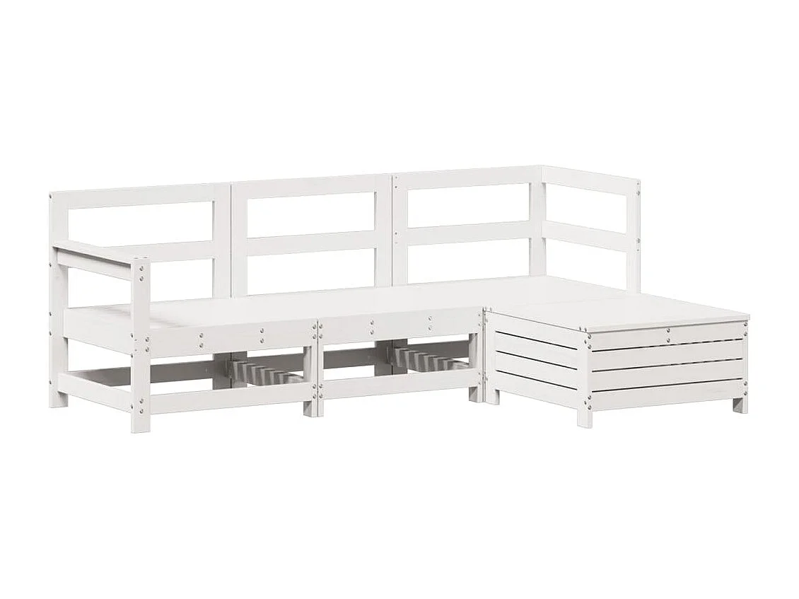 Salon de jardin 4 pcs blanc bois de pin massif FR53894