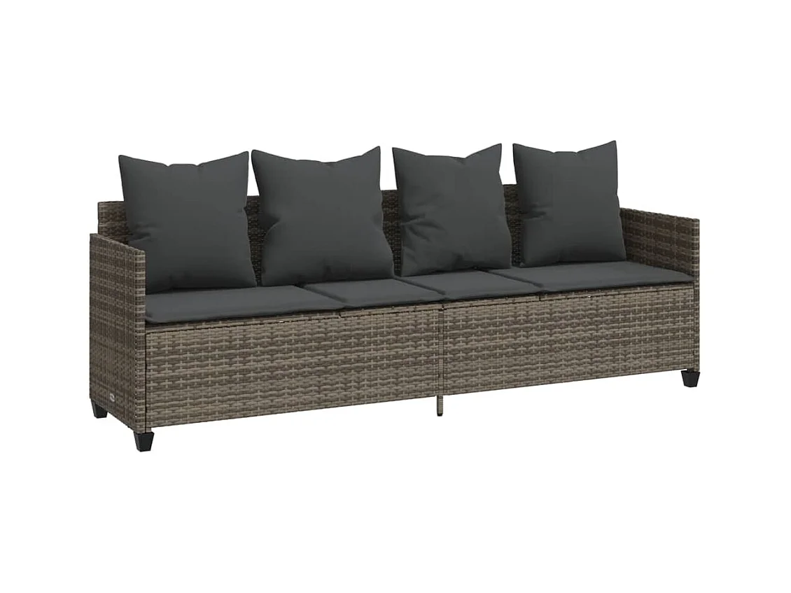 Salon de jardin 5 pcs avec coussins gris résine tressée FR98324