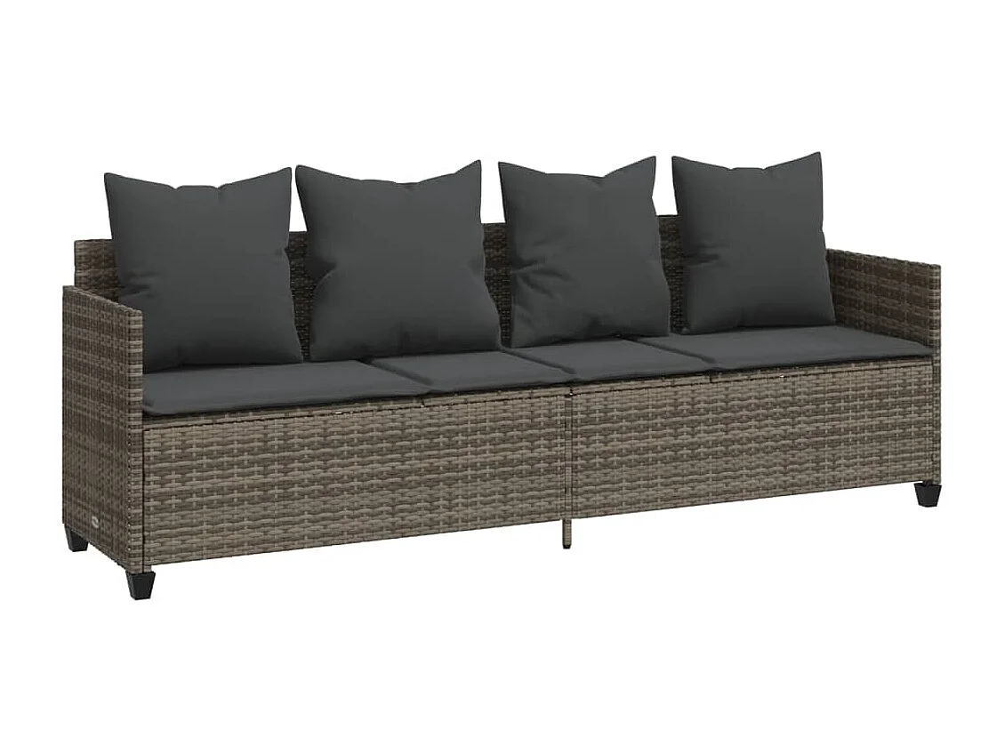 Salon de jardin 5 pcs avec coussins gris résine tressée FR98324