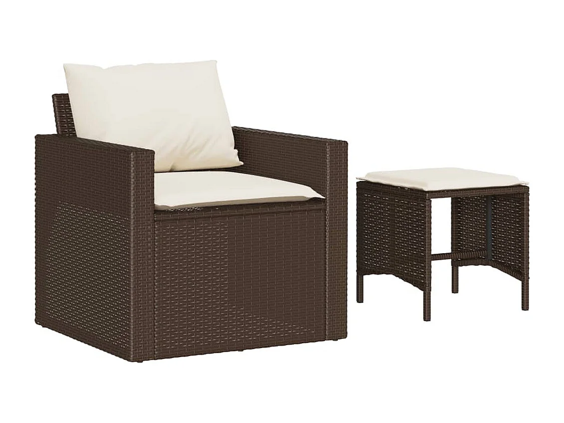 Salon de jardin 4 pcs avec coussins marron résine tressée FR66305