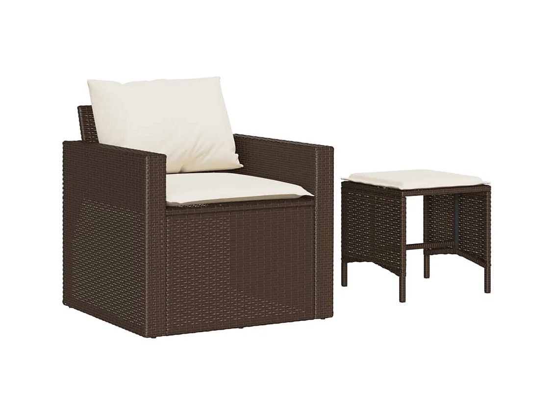Salon de jardin 4 pcs avec coussins marron résine tressée FR66305