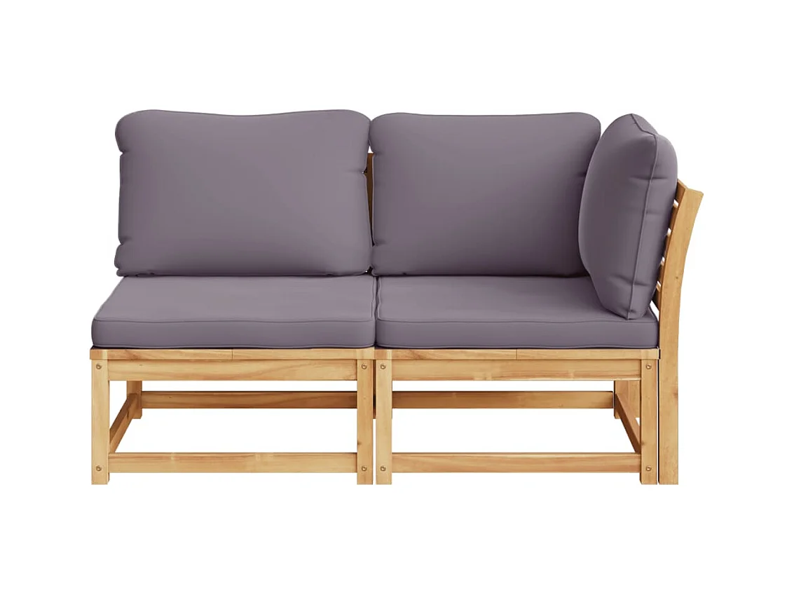 Salon de jardin 2 pcs avec coussins bois massif d'acacia FR58215