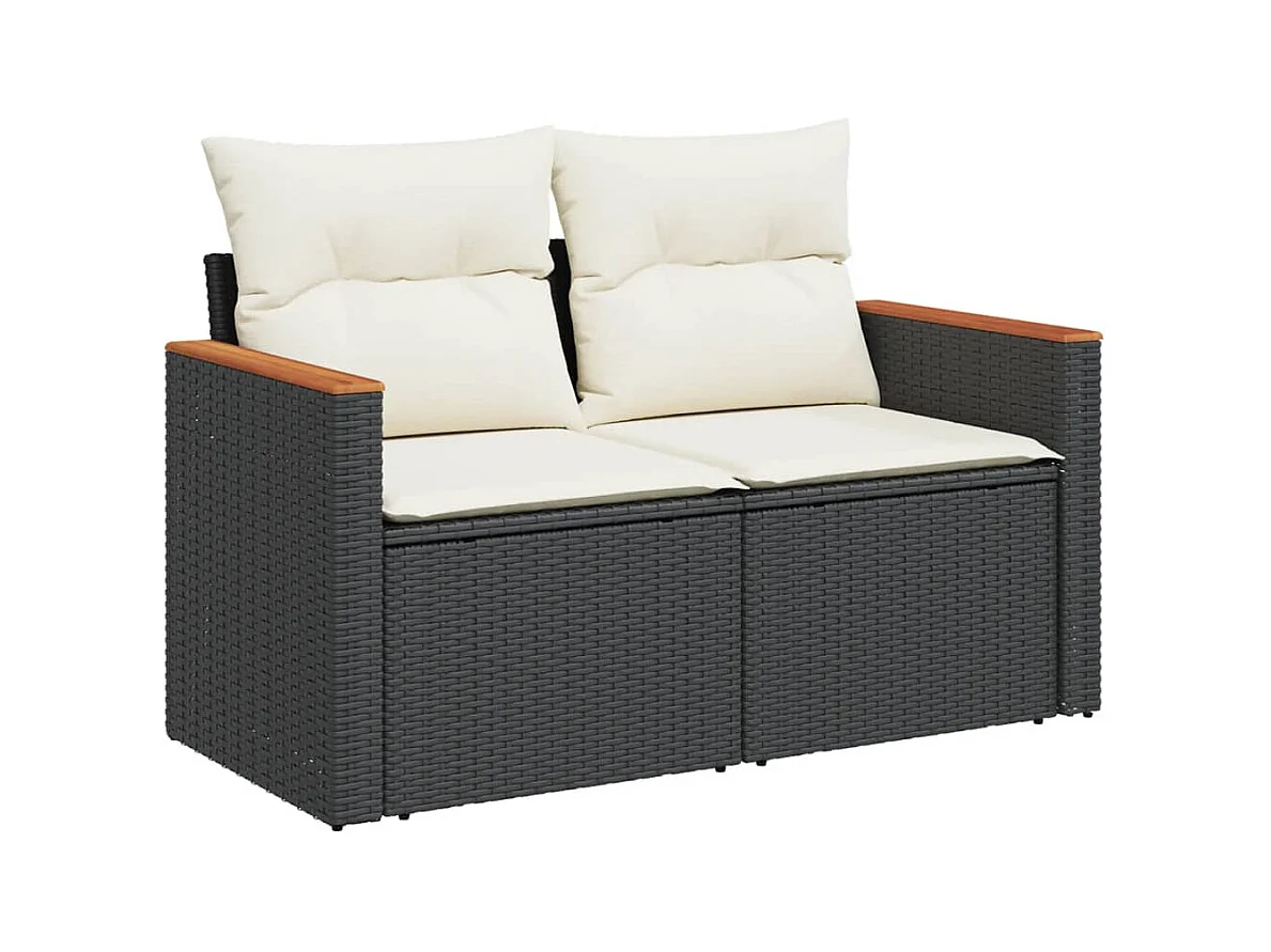 Salon de jardin 5 pcs avec coussins noir résine tressée FR88375