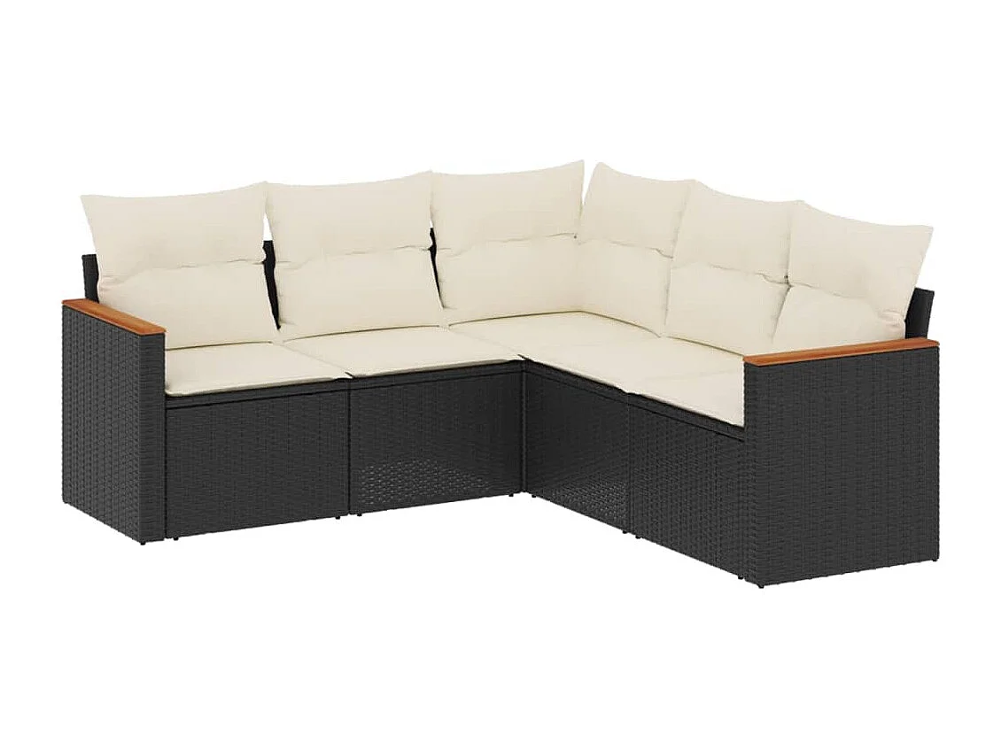 Salon de jardin 5 pcs avec coussins noir résine tressée FR88375