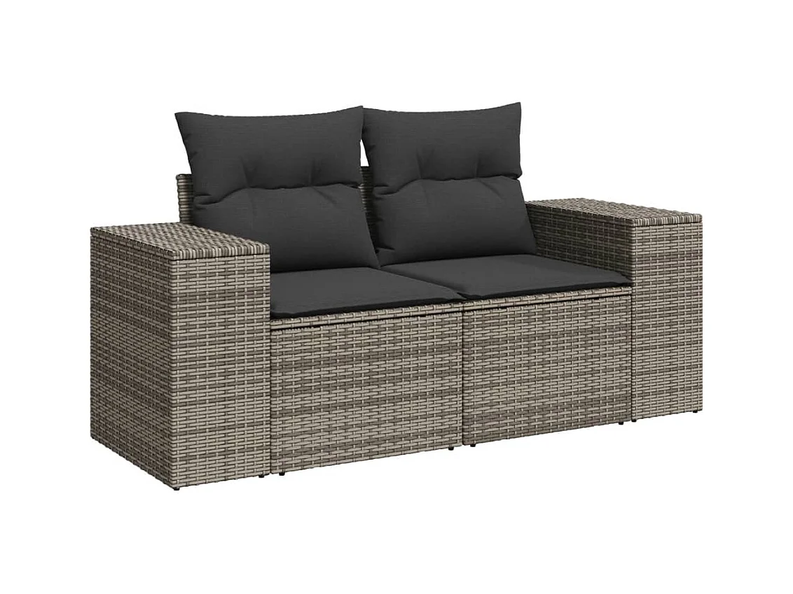 Salon de jardin 5 pcs avec coussins gris résine tressée FR57887