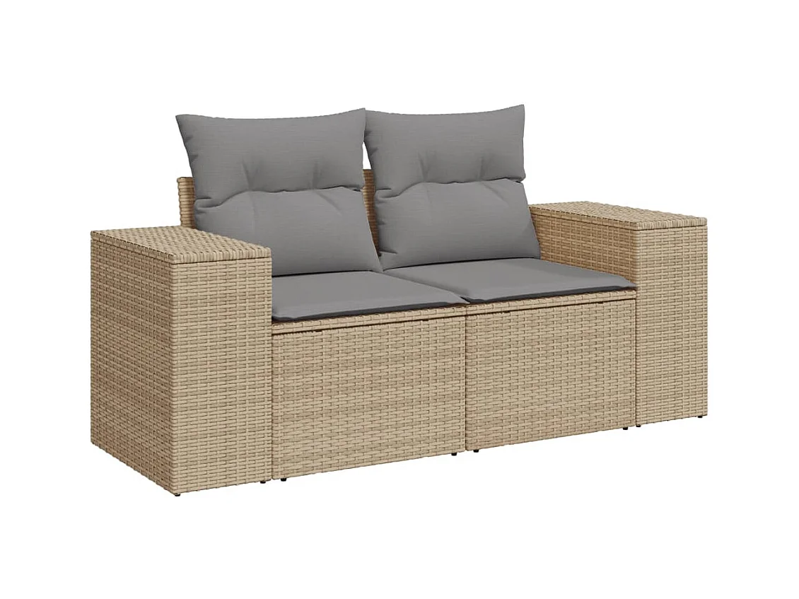 Salon de jardin avec coussins 4 pcs beige résine tressée FR55523