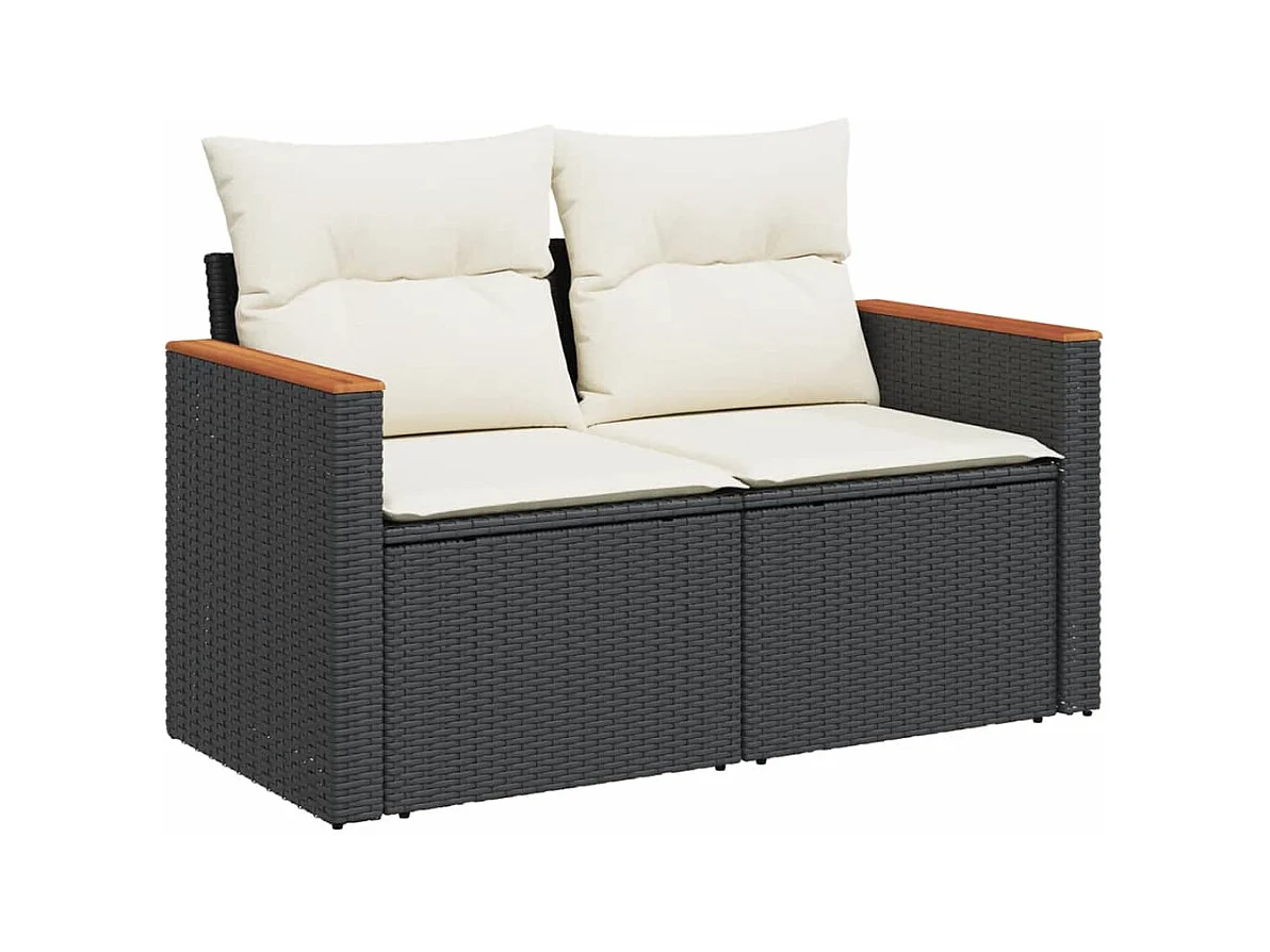Salon de jardin 5 pcs avec coussins noir résine tressée FR52672