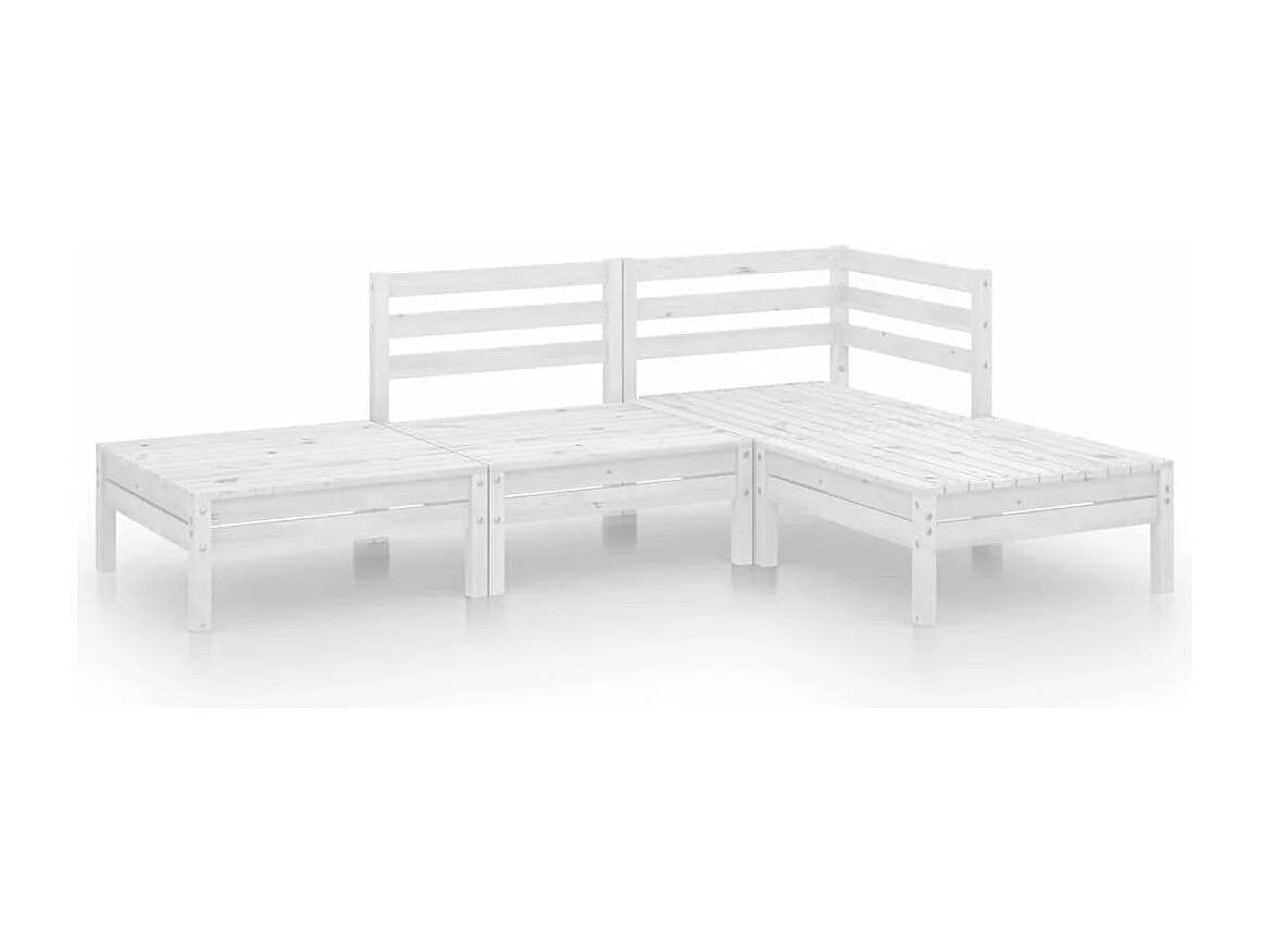 Salon de jardin 4 pcs blanc bois de pin massif FR23215
