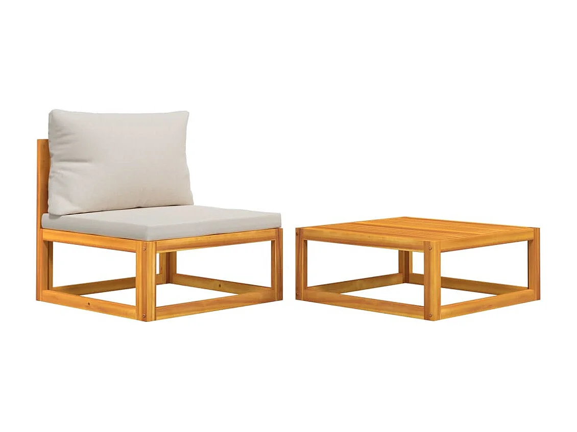 2-delige Loungeset met kussens massief acaciahout BE387747