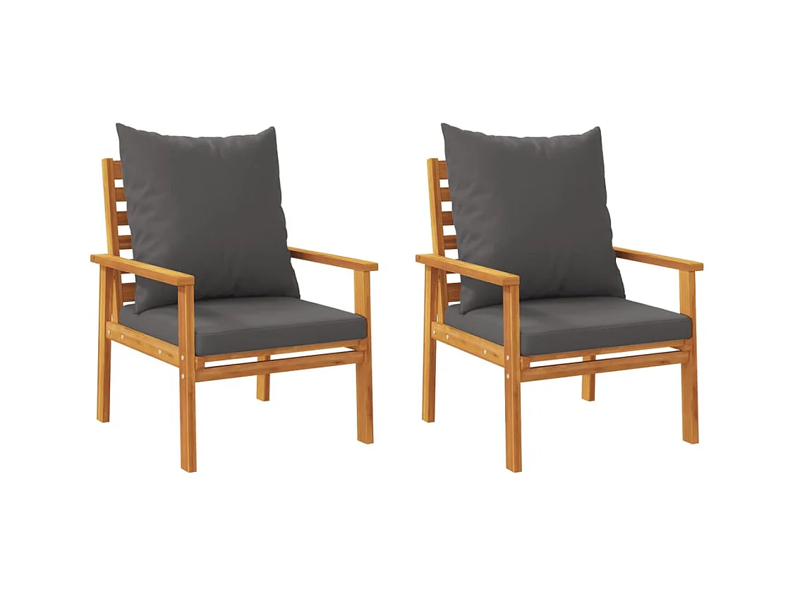 Salon de jardin 3 pcs avec coussins bois massif d'acacia FR82571