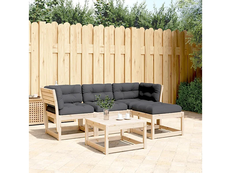 Salon de jardin 4 pcs avec coussins Bois de pin massif FR55472
