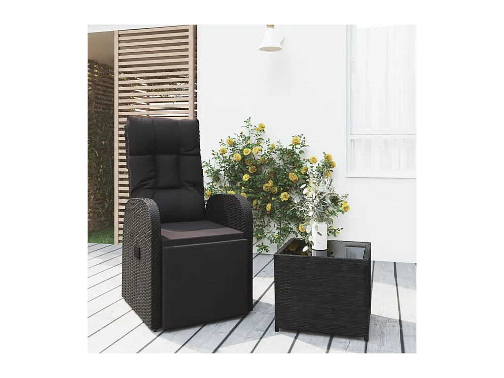 Ensemble de salon de jardin 2 pcs noir poly rotin et acier FR53964