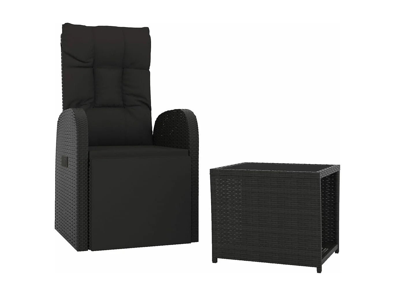 Ensemble de salon de jardin 2 pcs noir poly rotin et acier FR53964