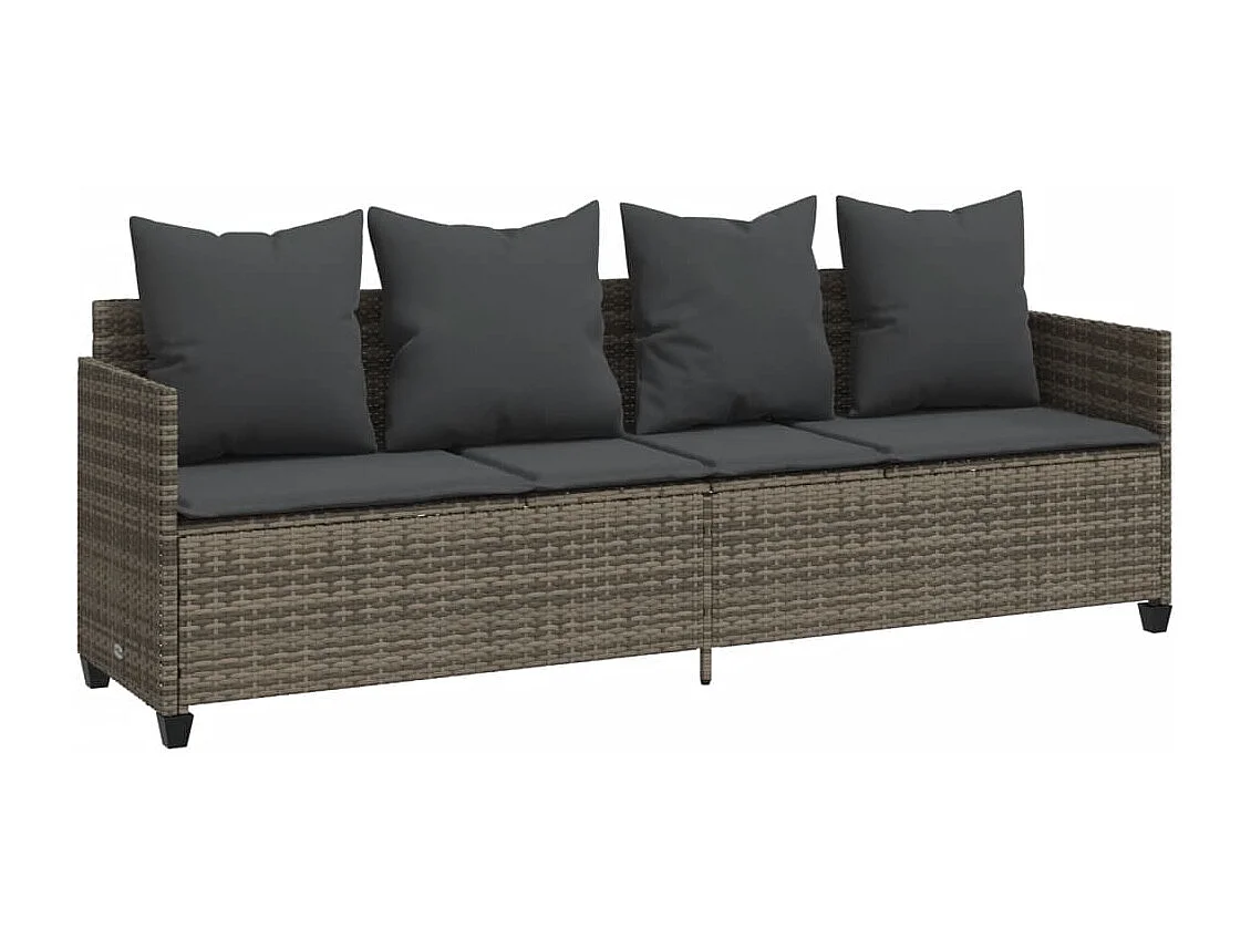 Salon de jardin 5 pcs avec coussins gris résine tressée FR57652