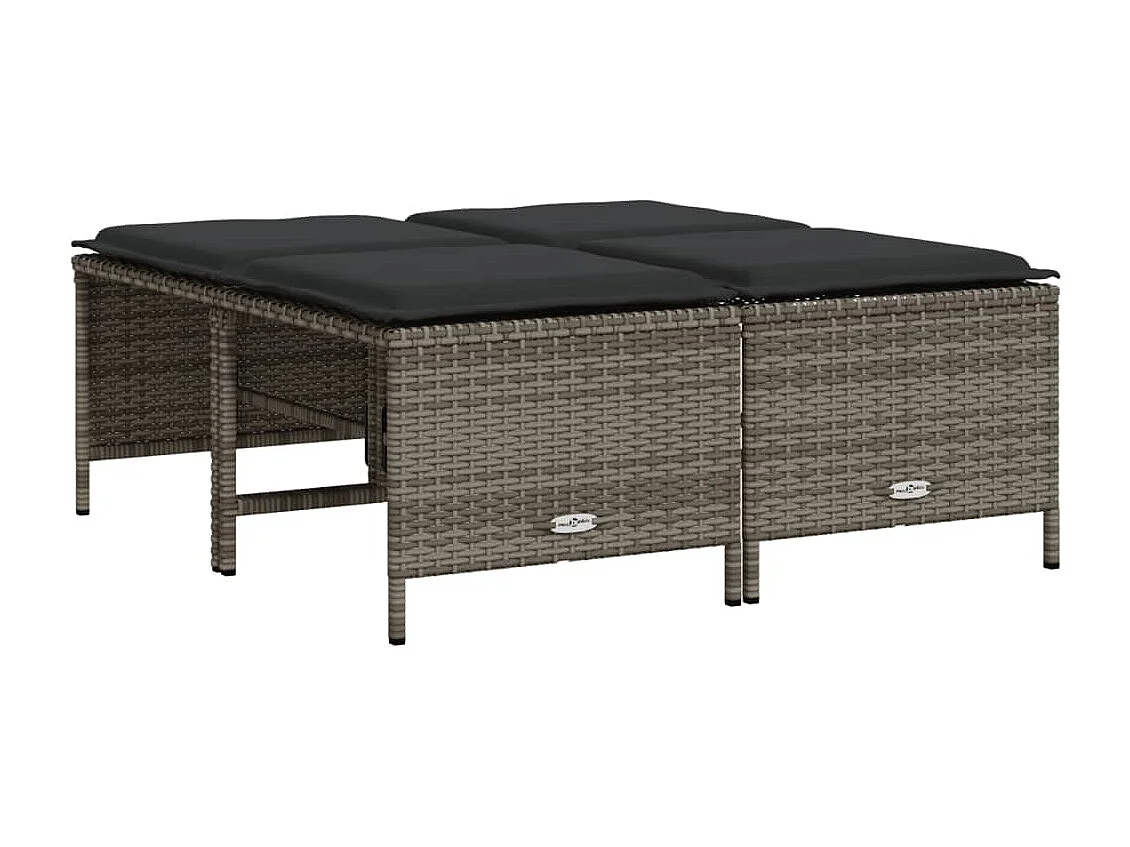 Salon de jardin 5 pcs avec coussins gris résine tressée FR67178