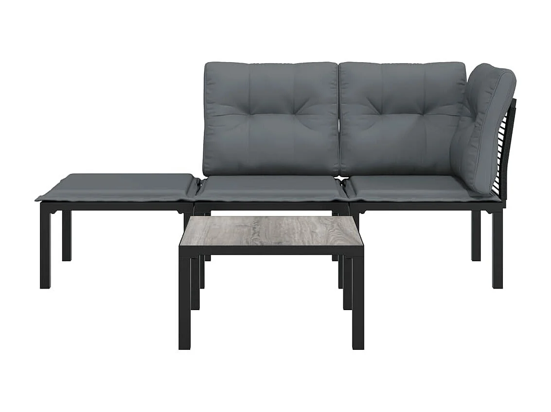 Salon de jardin 4 pcs noir et gris résine tressée FR87321