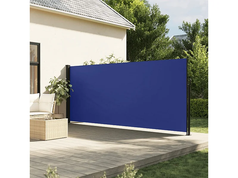 Windscherm uittrekbaar 160x600 cm blauw BE837959