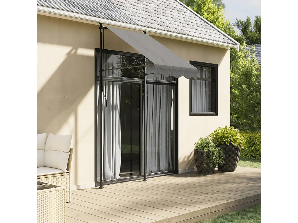 Auvent rétractable anthracite 100x150 m tissu et acier FR73818