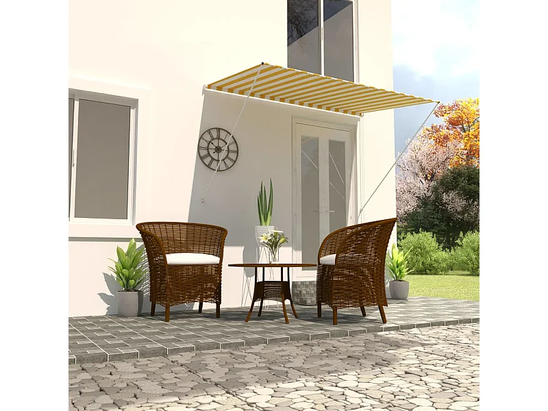 Auvent rétractable 200x150 cm Jaune et blanc FR50602
