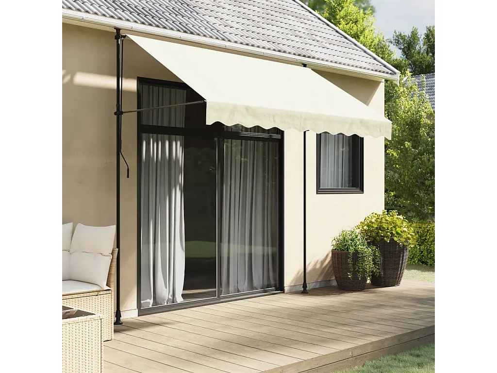 Toldo retráctil de tela y acero crema 250x150 cm ES944792