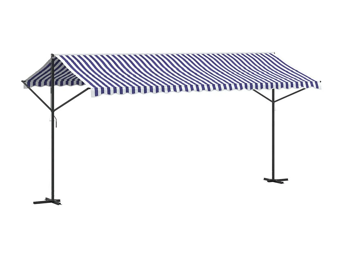 Auvent autoportant bleu et blanc 500x300 cm tissu et acier FR66968