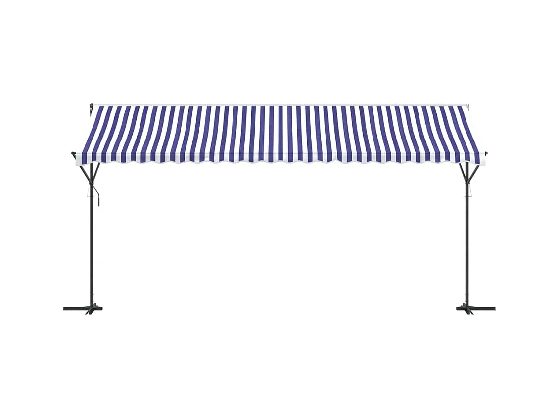Auvent autoportant bleu et blanc 500x300 cm tissu et acier FR66968