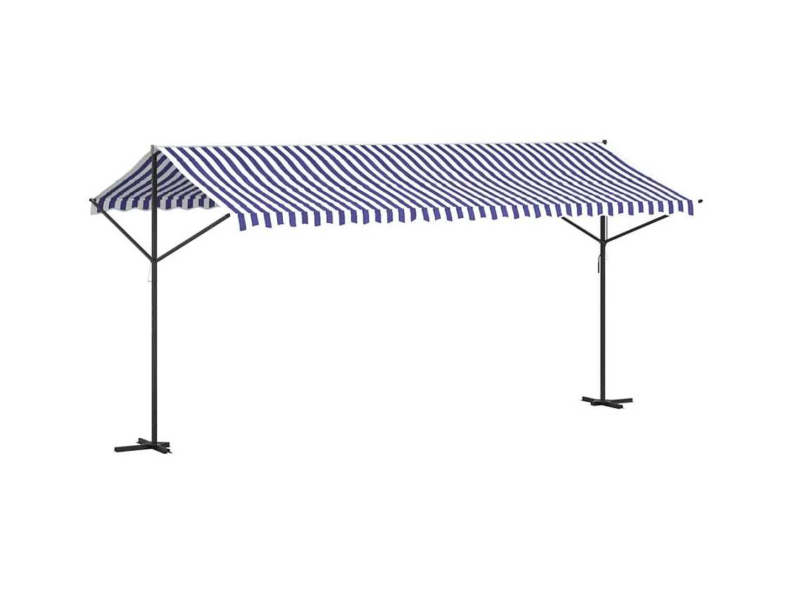 Auvent autoportant bleu et blanc 500x300 cm tissu et acier FR66968