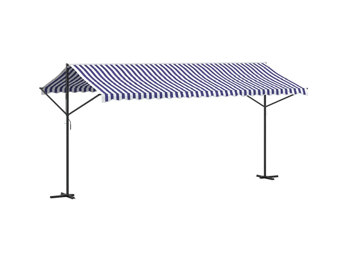 Auvent autoportant bleu et blanc 500x300 cm tissu et acier FR66968