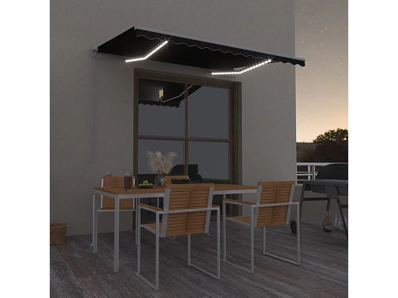 Toldo manual retráctil con LED antracita 300x250 cm ES439110